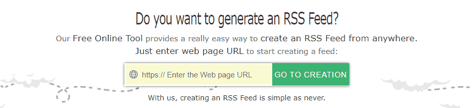 RSS generator.  Create your RSS feed online